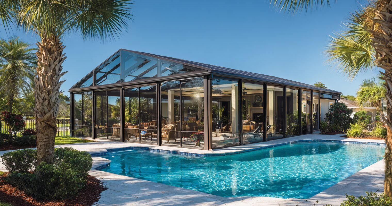 Screened pool enclosure