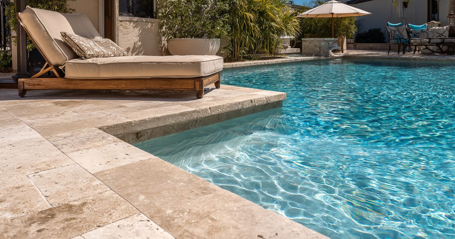 Compact pool with tanning ledge sun shelf